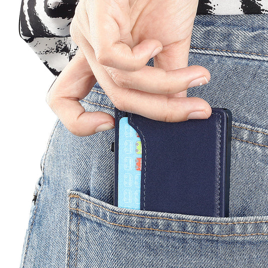 TOYFID Wallet With PU Leather Cover,Aluminum Alloy Pop Up Wallet Holder Card