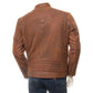 MEN BROWN LEATHER BIKER JACKET ORWELL