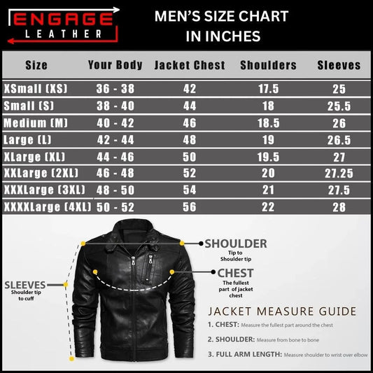 MEN BROWN LEATHER BIKER JACKET ORWELL